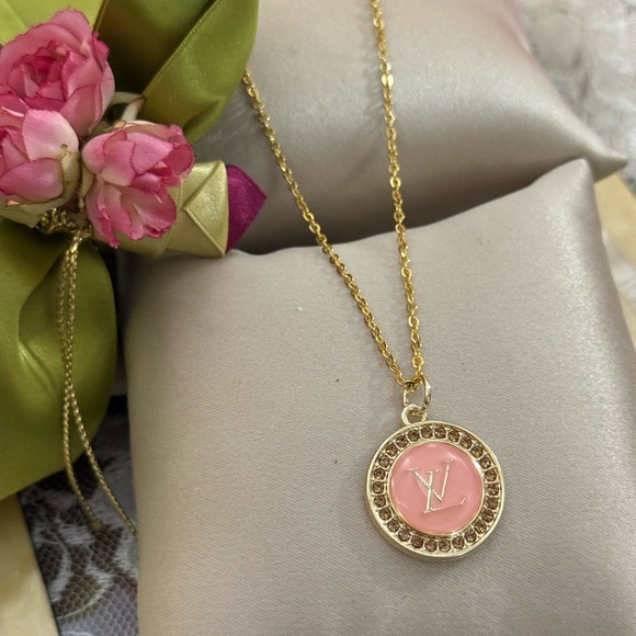 Louis Vuitton Gold and Pink Medallion Necklace - Picture 1 of 6